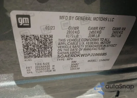 2023 Buick Enclave Avenir Fwd из США, поврежденный, VIN 5GAERDKW1PJ196685